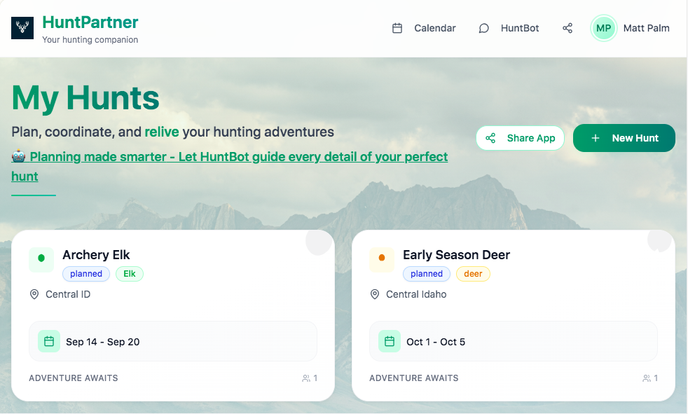 HuntPartner - Hunting Collaboration Platform